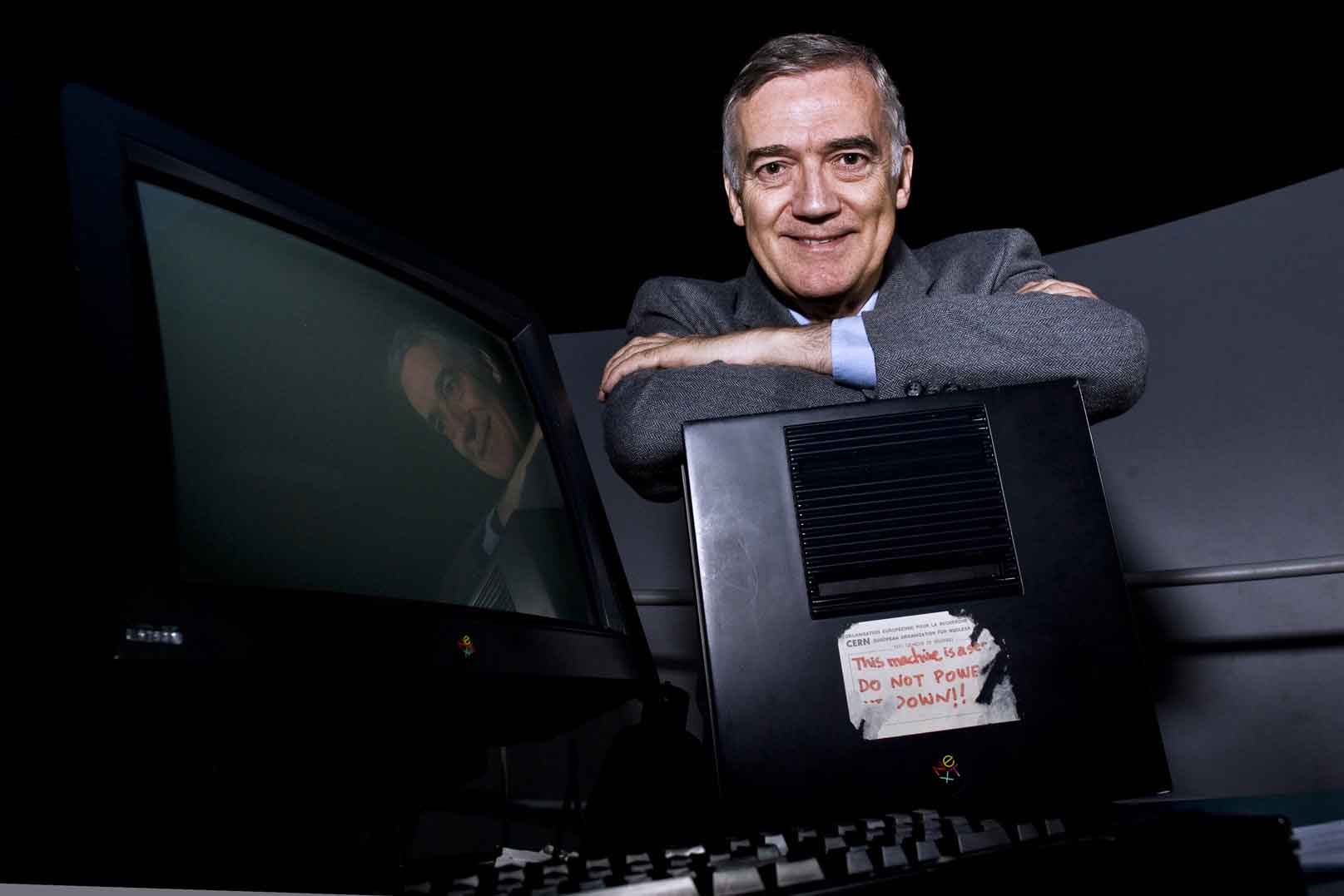 Photo of Robert Cailliau and the world's first web server