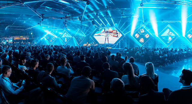View of the audience of the 2018 SLUSH entrepreneurship conference in Helsinki