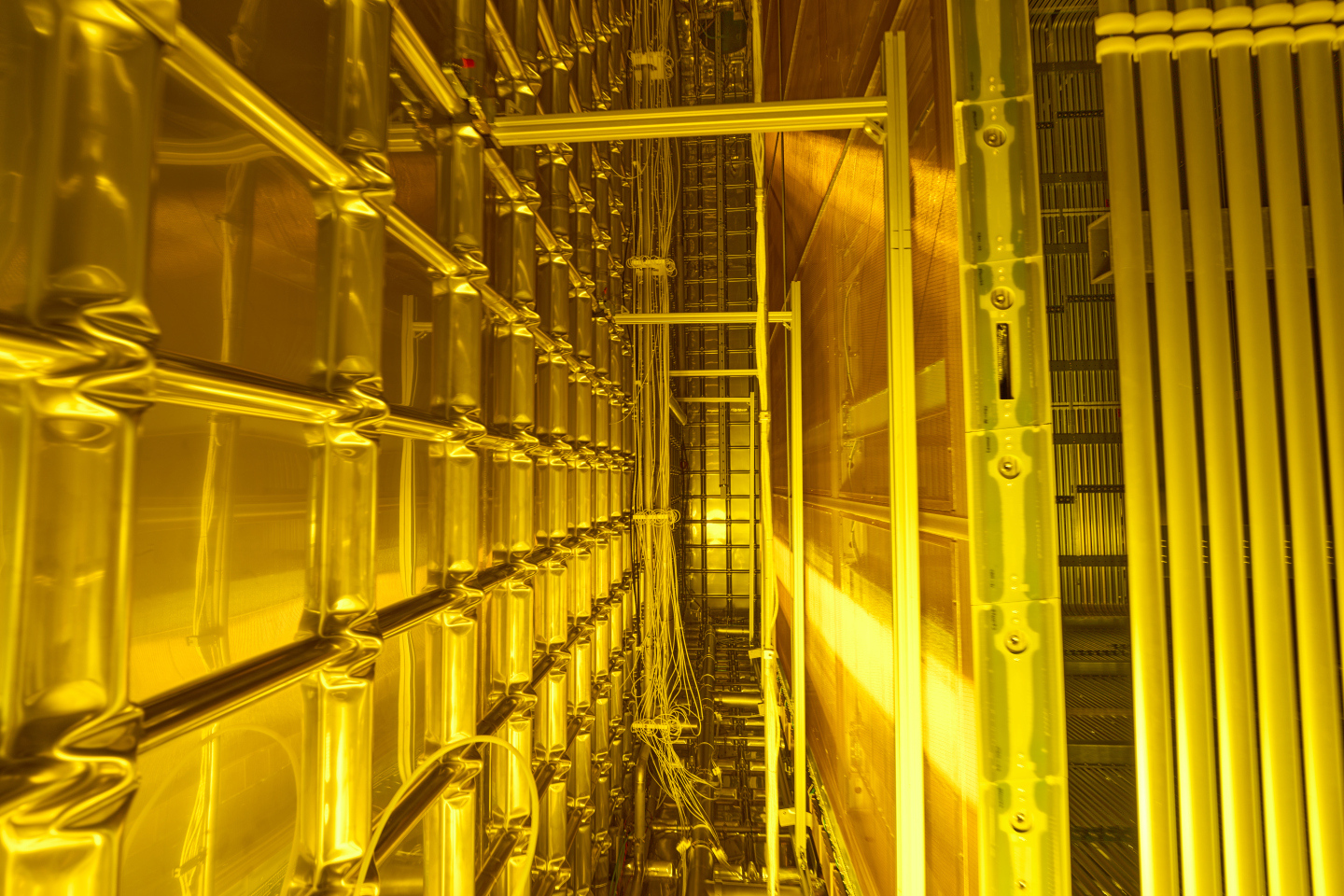 Inside one of the ProtoDUNE cryostats at CERN’s Neutrino Platform