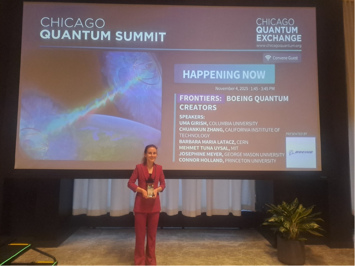 Barbara Latacz with her Boeing Quantum Creators Prize