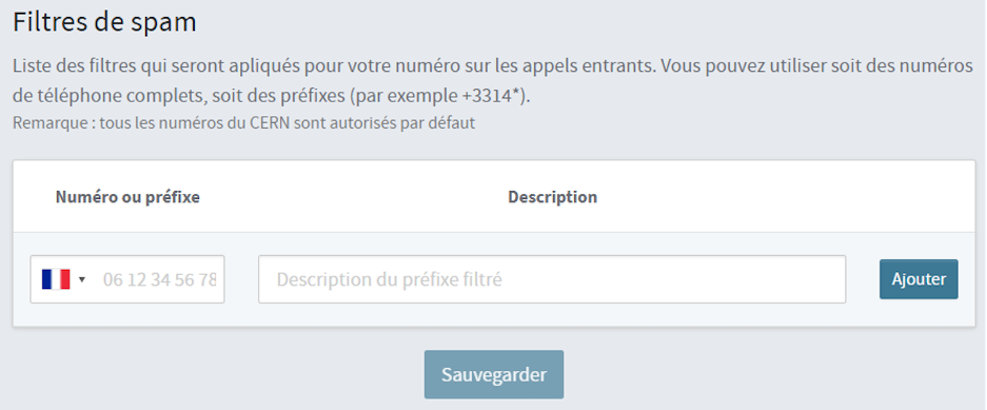 Screenshot spam filter interface