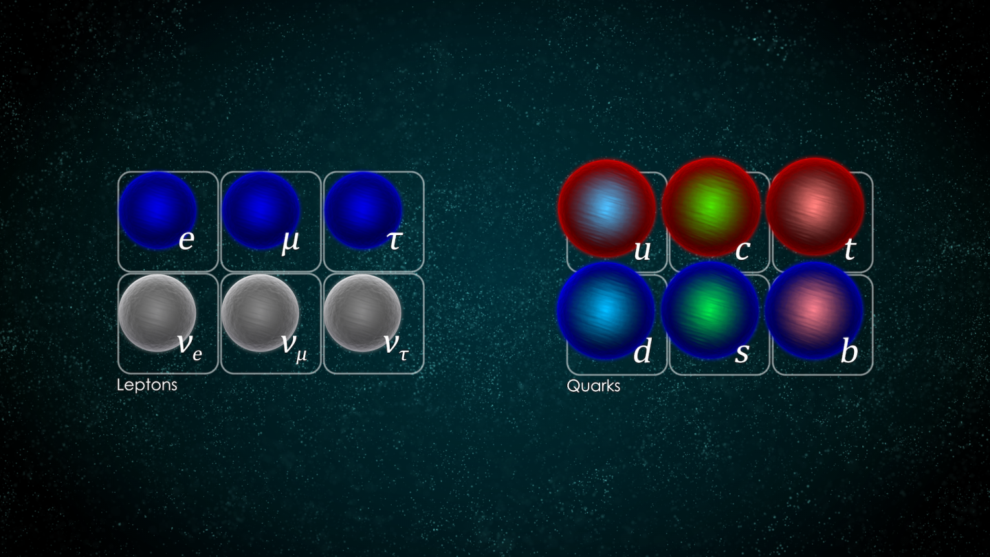 An image showing family of quarks and leptons