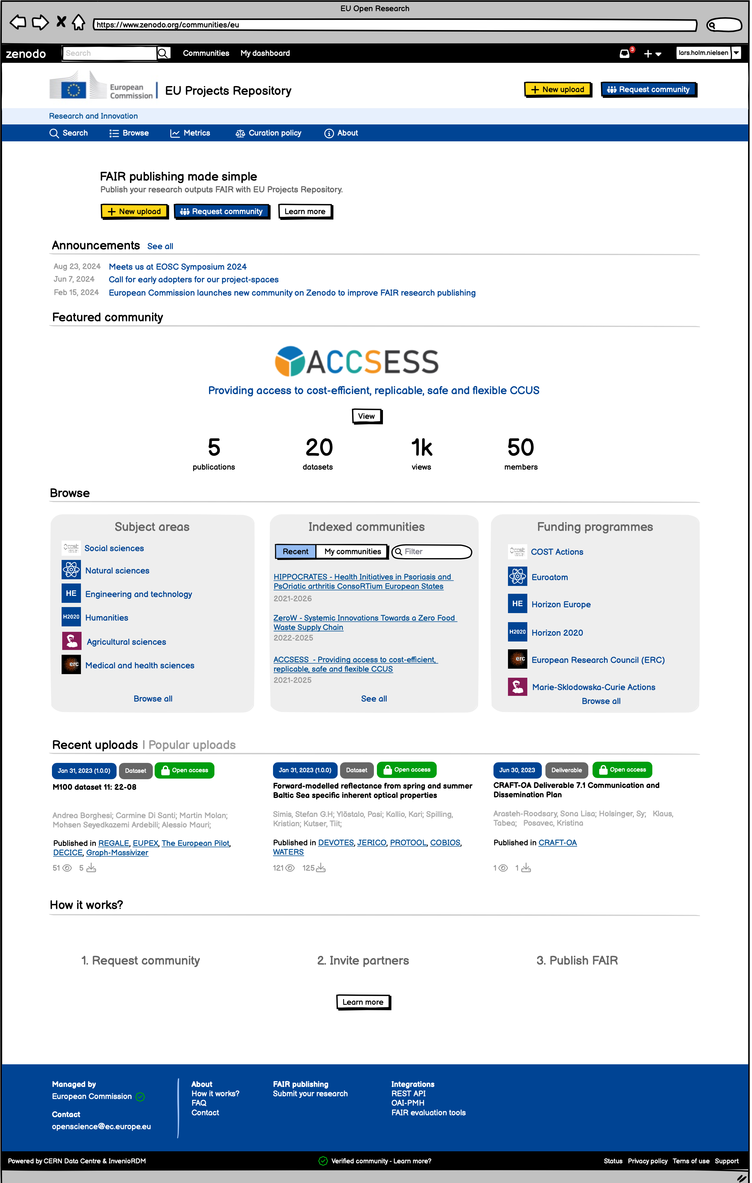 Screenshot of zenodo database