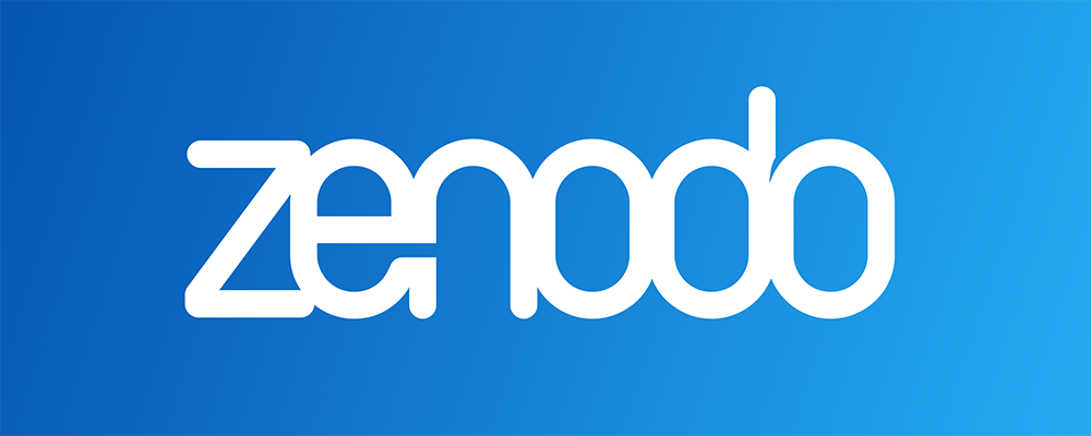 White zenodo logo on a blue background